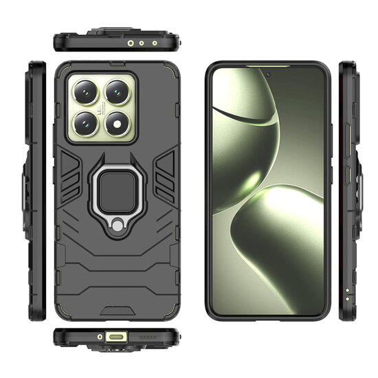 Xiaomi 14T Hoesje - MobyDefend Dubbelgelaagde Pantsercase Met Standaard - Zwart