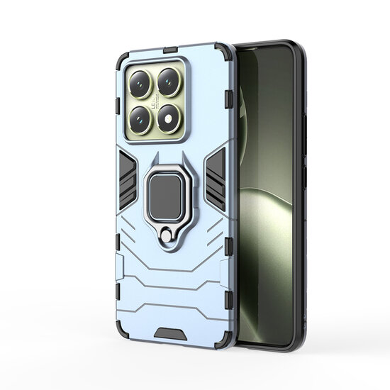 Xiaomi 14T Hoesje - MobyDefend Dubbelgelaagde Pantsercase Met Standaard - Blauw
