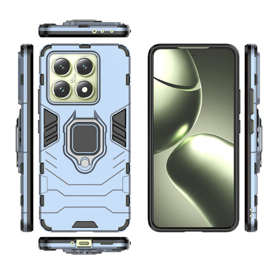 Xiaomi 14T Hoesje - MobyDefend Dubbelgelaagde Pantsercase Met Standaard - Blauw