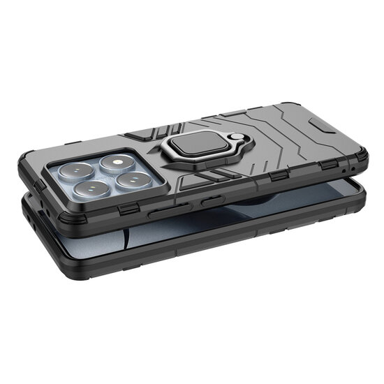 Xiaomi 14T Pro Hoesje - MobyDefend Dubbelgelaagde Pantsercase Met Standaard - Zwart