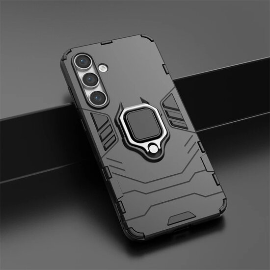 Samsung Galaxy S24 FE Hoesje - MobyDefend Dubbelgelaagde Pantsercase Met Standaard - Rood