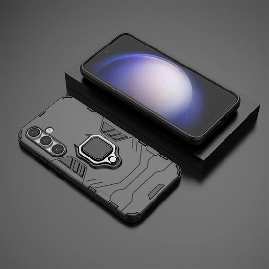 Samsung Galaxy S24 FE Hoesje - MobyDefend Dubbelgelaagde Pantsercase Met Standaard - Rood