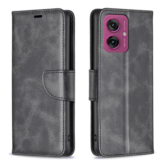 Motorola Moto G55 Hoesje - MobyDefend Wallet Book Case Met Koord - Zwart