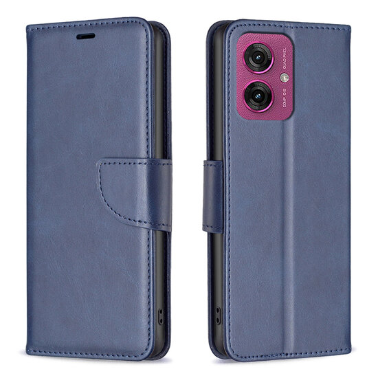 Motorola Moto G55 Hoesje - MobyDefend Wallet Book Case Met Koord - Blauw