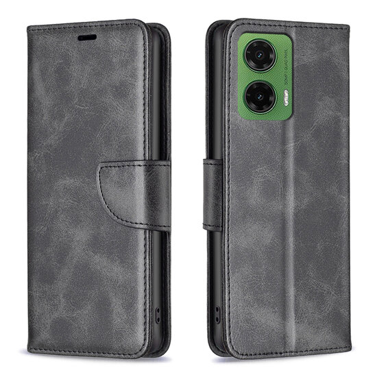Motorola Moto G35 Hoesje - MobyDefend Wallet Book Case Met Koord - Zwart