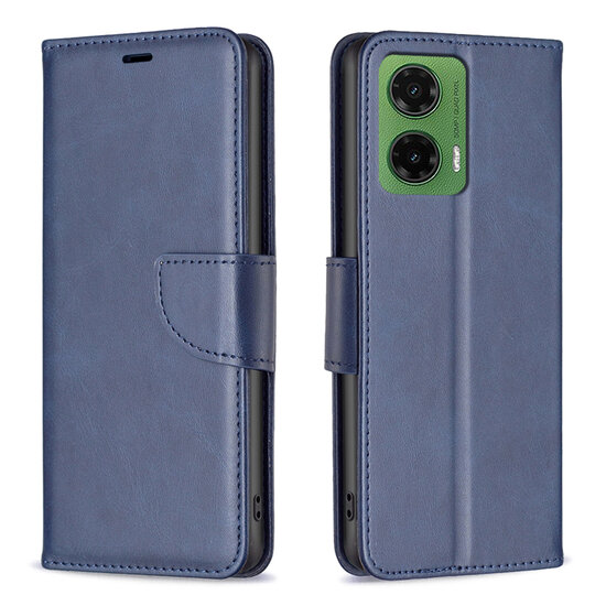 Motorola Moto G35 Hoesje - MobyDefend Wallet Book Case Met Koord - Blauw