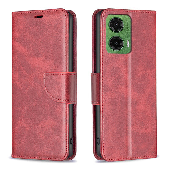 Motorola Moto G35 Hoesje - MobyDefend Wallet Book Case Met Koord - Rood