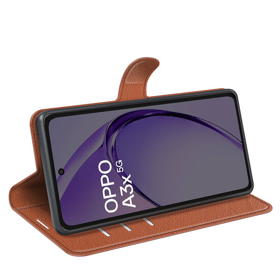 Oppo A60 5G / A40 / A40m Hoesje - MobyDefend Kunstleren Wallet Book Case (Sluiting Voorkant) - Bruin