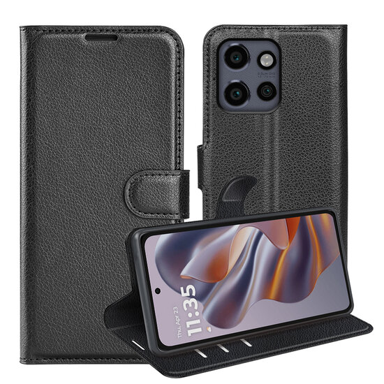Motorola Edge 50 Neo Hoesje - MobyDefend Kunstleren Wallet Book Case (Sluiting Voorkant) - Zwart