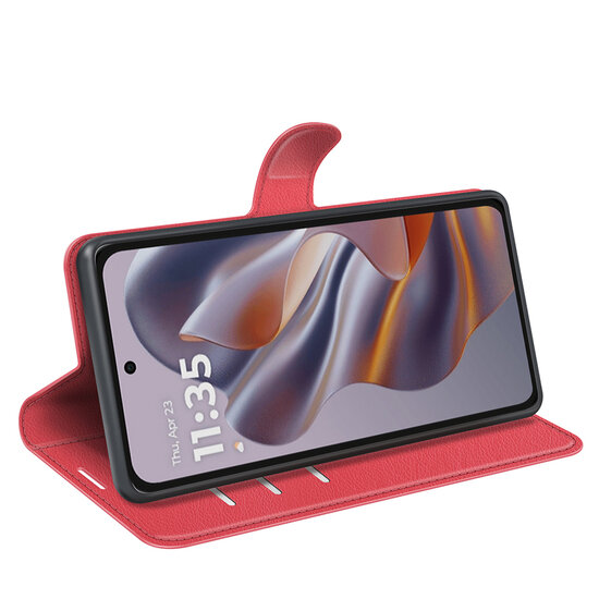 Motorola Edge 50 Neo Hoesje - MobyDefend Kunstleren Wallet Book Case (Sluiting Voorkant) - Rood