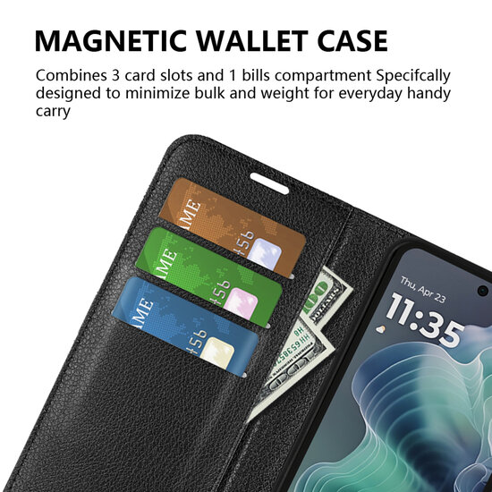 Motorola Moto G35 Hoesje - MobyDefend Kunstleren Wallet Book Case (Sluiting Voorkant) - Zwart