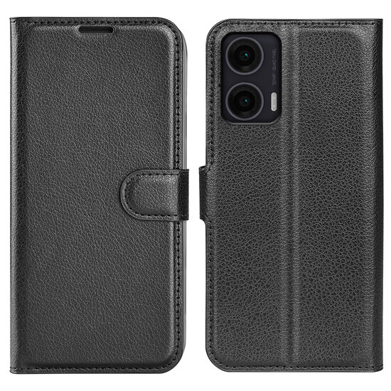 Motorola Moto G35 Hoesje - MobyDefend Kunstleren Wallet Book Case (Sluiting Voorkant) - Zwart