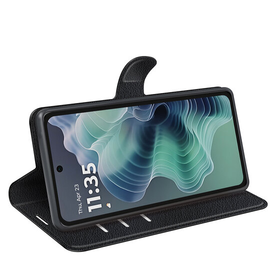 Motorola Moto G35 Hoesje - MobyDefend Kunstleren Wallet Book Case (Sluiting Voorkant) - Zwart