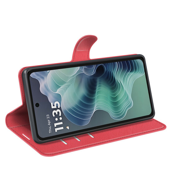 Motorola Moto G35 Hoesje - MobyDefend Kunstleren Wallet Book Case (Sluiting Voorkant) - Rood