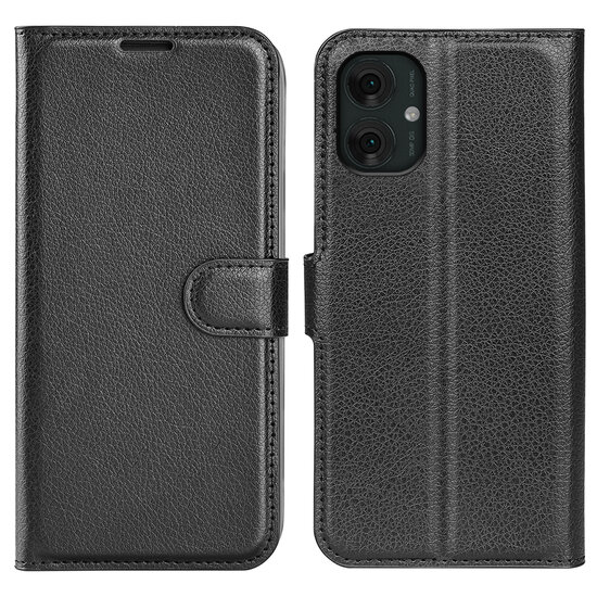 Motorola Moto G55 Hoesje - MobyDefend Kunstleren Wallet Book Case (Sluiting Voorkant) - Zwart