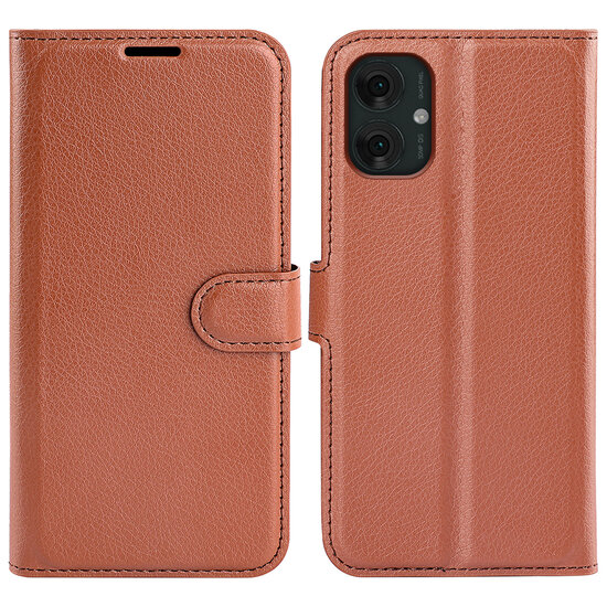 Motorola Moto G55 Hoesje - MobyDefend Kunstleren Wallet Book Case (Sluiting Voorkant) - Bruin