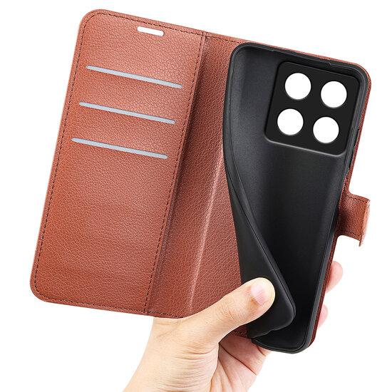 Xiaomi 14T Hoesje - MobyDefend Kunstleren Wallet Book Case (Sluiting Voorkant) - Bruin