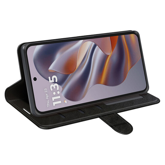 Motorola Edge 50 Neo Hoesje - MobyDefend Wallet Book Case (Sluiting Achterkant) - Zwart
