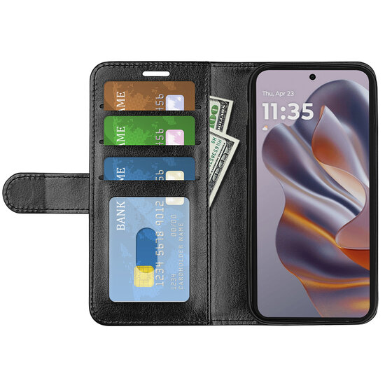 Motorola Edge 50 Neo Hoesje - MobyDefend Wallet Book Case (Sluiting Achterkant) - Zwart