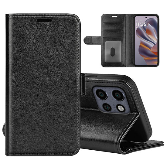 Motorola Edge 50 Neo Hoesje - MobyDefend Wallet Book Case (Sluiting Achterkant) - Zwart