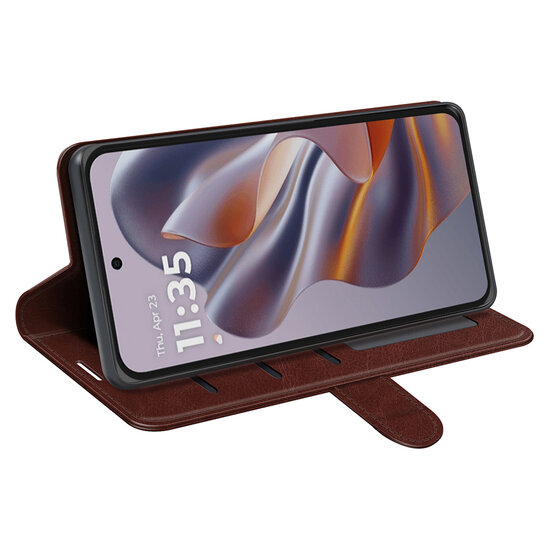 Motorola Edge 50 Neo Hoesje - MobyDefend Wallet Book Case (Sluiting Achterkant) - Bruin