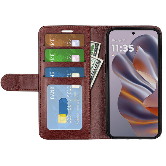 Motorola Edge 50 Neo Hoesje - MobyDefend Wallet Book Case (Sluiting Achterkant) - Bruin