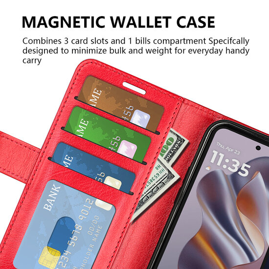 Motorola Edge 50 Neo Hoesje - MobyDefend Wallet Book Case (Sluiting Achterkant) - Rood