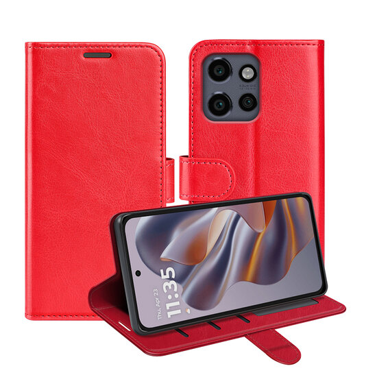 Motorola Edge 50 Neo Hoesje - MobyDefend Wallet Book Case (Sluiting Achterkant) - Rood