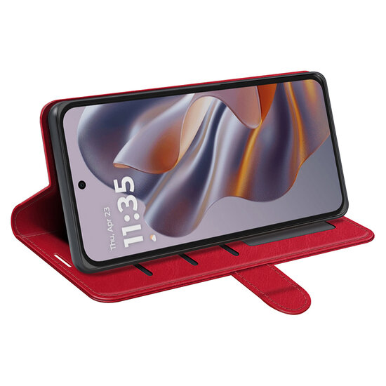 Motorola Edge 50 Neo Hoesje - MobyDefend Wallet Book Case (Sluiting Achterkant) - Rood