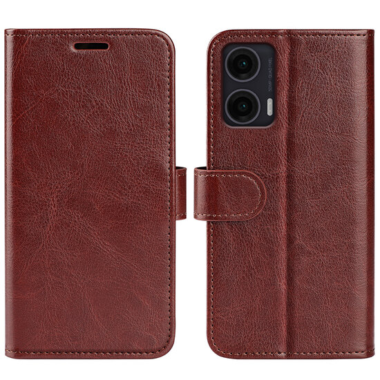 Motorola Moto G35 Hoesje - MobyDefend Wallet Book Case (Sluiting Achterkant) - Bruin