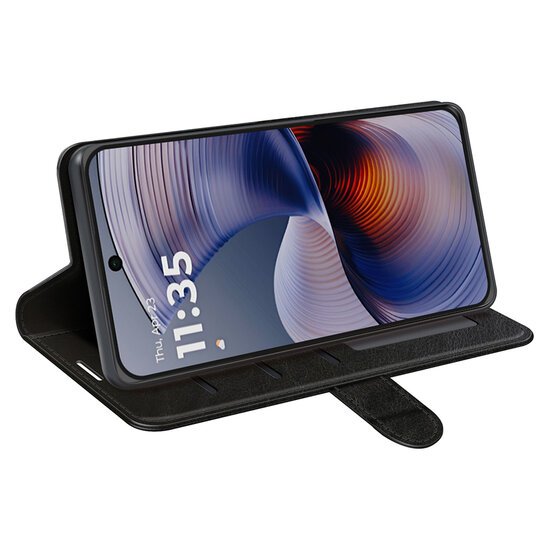 Motorola Moto G55 Hoesje - MobyDefend Wallet Book Case (Sluiting Achterkant) - Zwart