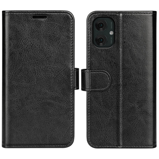 Motorola Moto G55 Hoesje - MobyDefend Wallet Book Case (Sluiting Achterkant) - Zwart