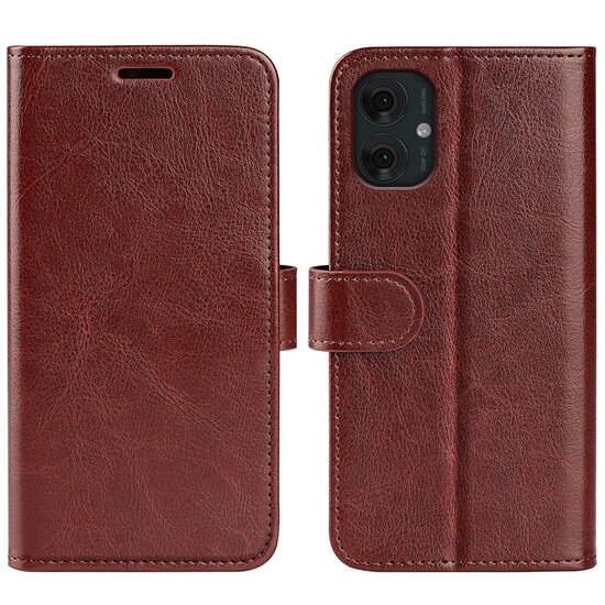 Motorola Moto G55 Hoesje - MobyDefend Wallet Book Case (Sluiting Achterkant) - Bruin