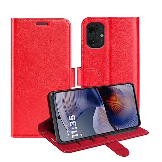 Motorola Moto G55 Hoesje - MobyDefend Wallet Book Case (Sluiting Achterkant) - Rood