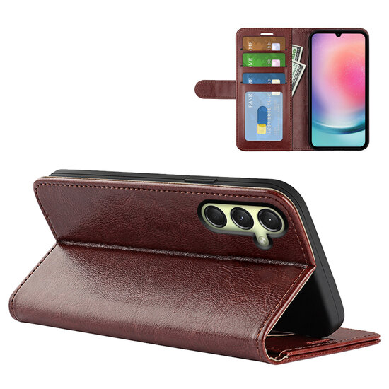 Samsung Galaxy A16 Hoesje - MobyDefend Wallet Book Case (Sluiting Achterkant) - Bruin