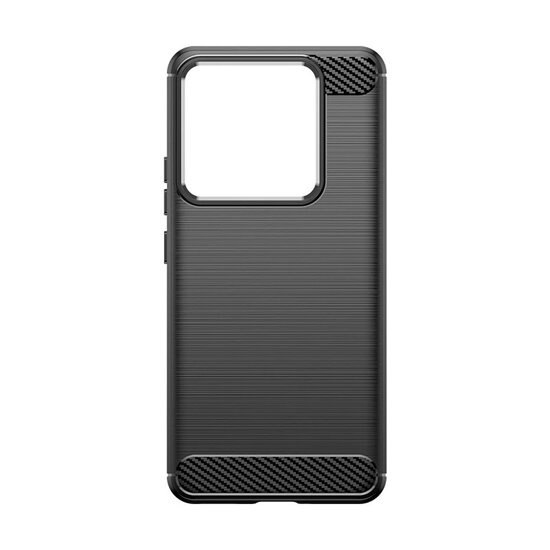 Xiaomi 14T Hoesje - MobyDefend TPU Backcover - Geborstelde Metaal &amp; Carbon-Look - Zwart
