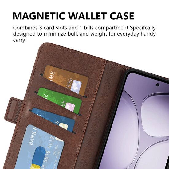 Xiaomi 14T Pro Hoesje - MobyDefend Luxe Wallet Book Case (Sluiting Zijkant) - Bruin