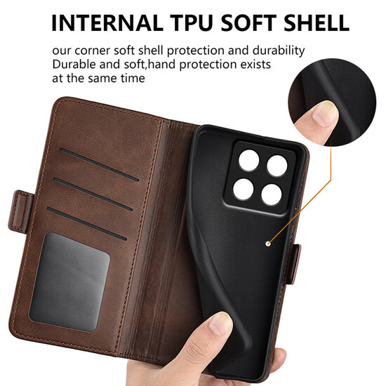 Xiaomi 14T Pro Hoesje - MobyDefend Luxe Wallet Book Case (Sluiting Zijkant) - Bruin