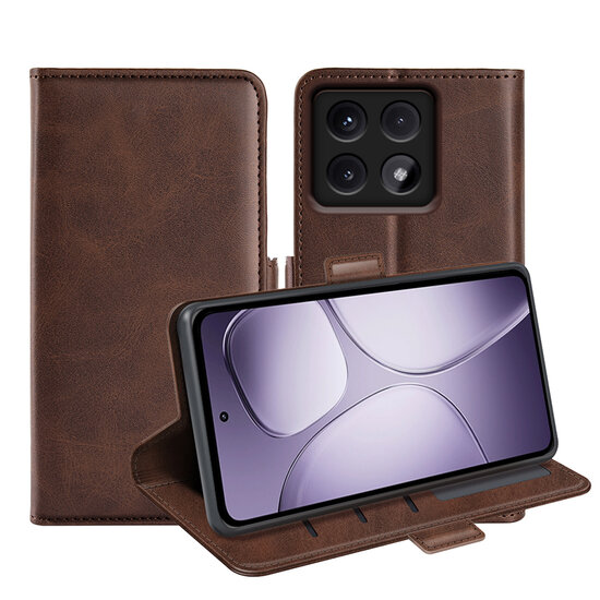 Xiaomi 14T Pro Hoesje - MobyDefend Luxe Wallet Book Case (Sluiting Zijkant) - Bruin