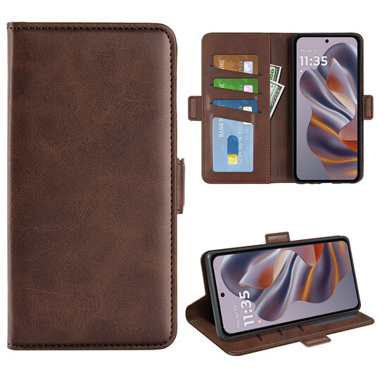 Motorola Edge 50 Neo Hoesje - MobyDefend Luxe Wallet Book Case (Sluiting Zijkant) - Bruin