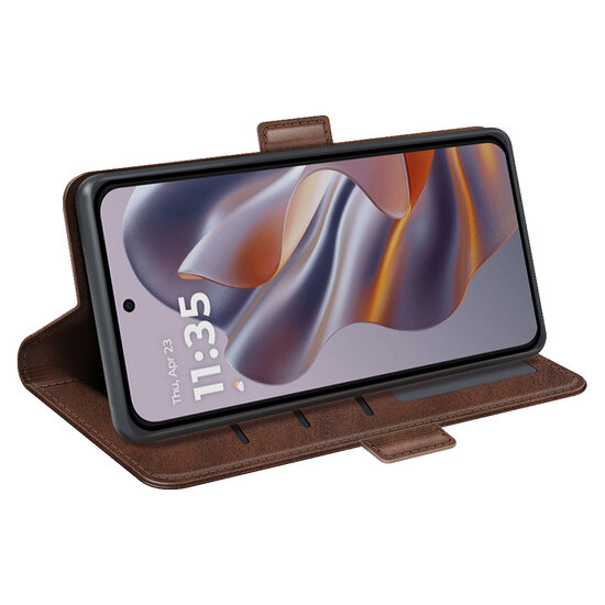 Motorola Edge 50 Neo Hoesje - MobyDefend Luxe Wallet Book Case (Sluiting Zijkant) - Bruin