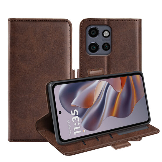 Motorola Edge 50 Neo Hoesje - MobyDefend Luxe Wallet Book Case (Sluiting Zijkant) - Bruin