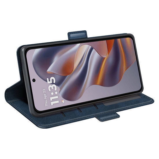 Motorola Edge 50 Neo Hoesje - MobyDefend Luxe Wallet Book Case (Sluiting Zijkant) - Blauw