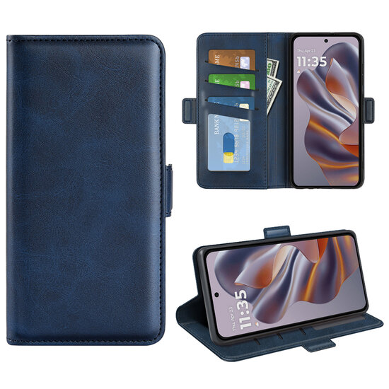 Motorola Edge 50 Neo Hoesje - MobyDefend Luxe Wallet Book Case (Sluiting Zijkant) - Blauw