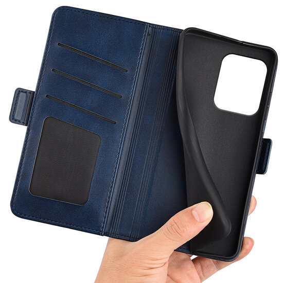 Motorola Edge 50 Neo Hoesje - MobyDefend Luxe Wallet Book Case (Sluiting Zijkant) - Blauw