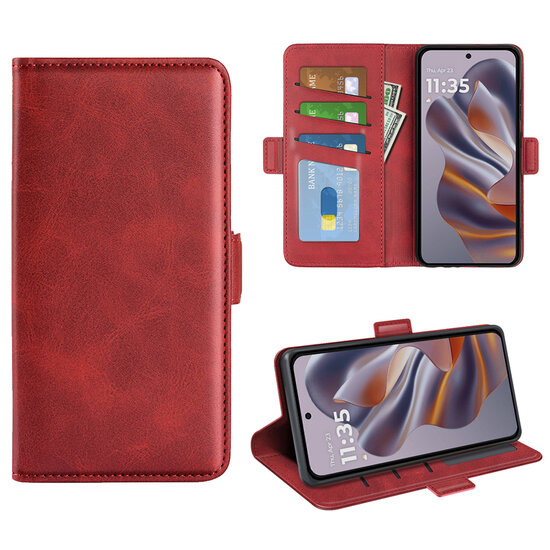 Motorola Edge 50 Neo Hoesje - MobyDefend Luxe Wallet Book Case (Sluiting Zijkant) - Rood