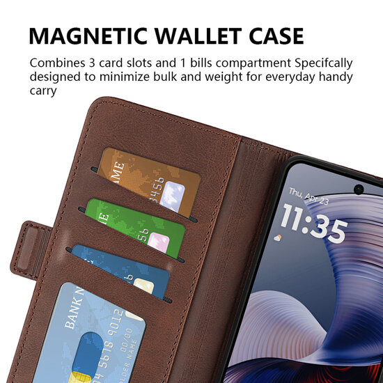Motorola Moto G55 Hoesje - MobyDefend Luxe Wallet Book Case (Sluiting Zijkant) - Zwart