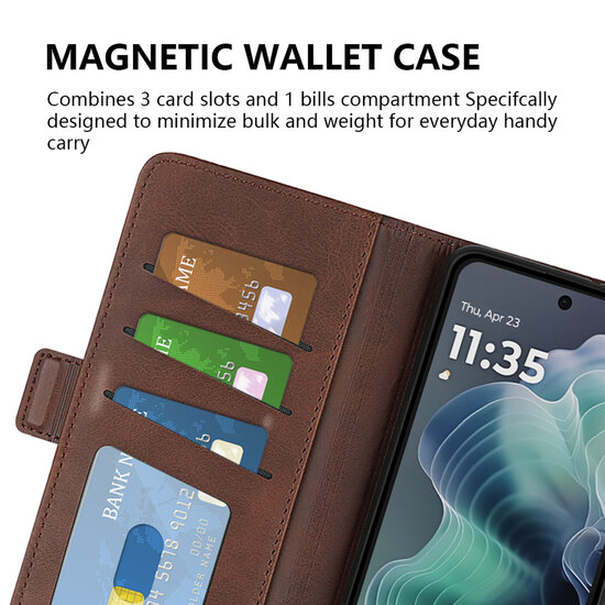 Motorola Moto G35 Hoesje - MobyDefend Luxe Wallet Book Case (Sluiting Zijkant) - Zwart