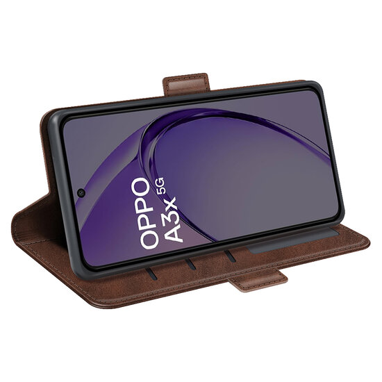 Oppo A60 5G / A40 / A40m Hoesje - MobyDefend Luxe Wallet Book Case (Sluiting Zijkant) - Bruin