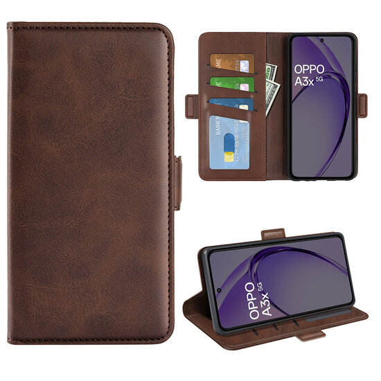 Oppo A60 5G / A40 / A40m Hoesje - MobyDefend Luxe Wallet Book Case (Sluiting Zijkant) - Bruin